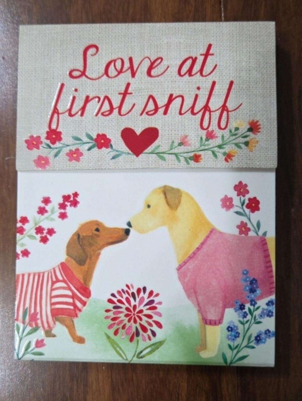 MOLLY & REX POCKET NOTEPAD LOVE FIRST SNIFF WEINER DOG & LAB IN SWEATERS